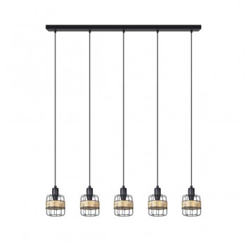 Distribuidor - Lâmpadas Diversas | Lâmpadas Modernas | REGLETA ZENDA 5XE14 FORJA/RATAN REGX94X10 CM Ref: 190595009